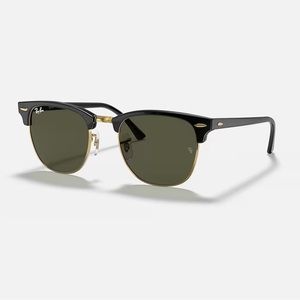Ray-Ban Clubmaster Classic Sunglasses Green Lenses Black Gold Frame Polarized